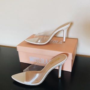 clear strap white heels - miss lola